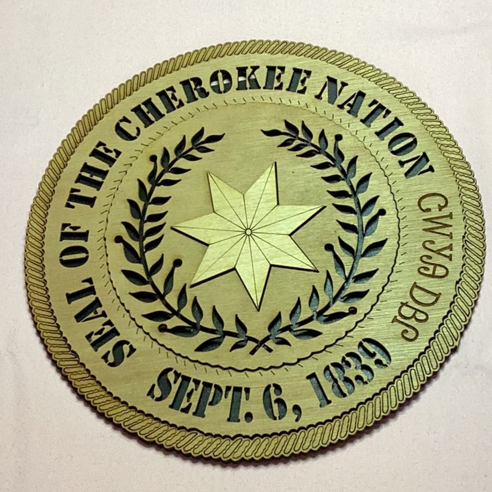 FINAL SALE PRICE Cherokee Seal Wooden Circle by Jim Burton